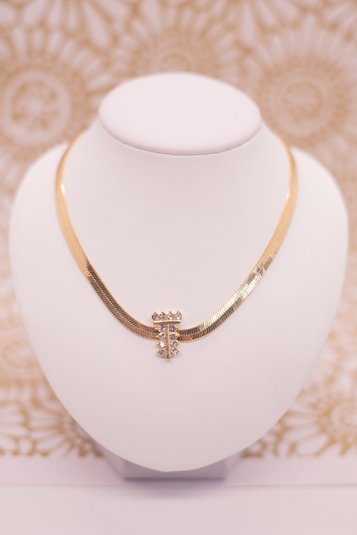 Gold Snake Chain Initial Necklace