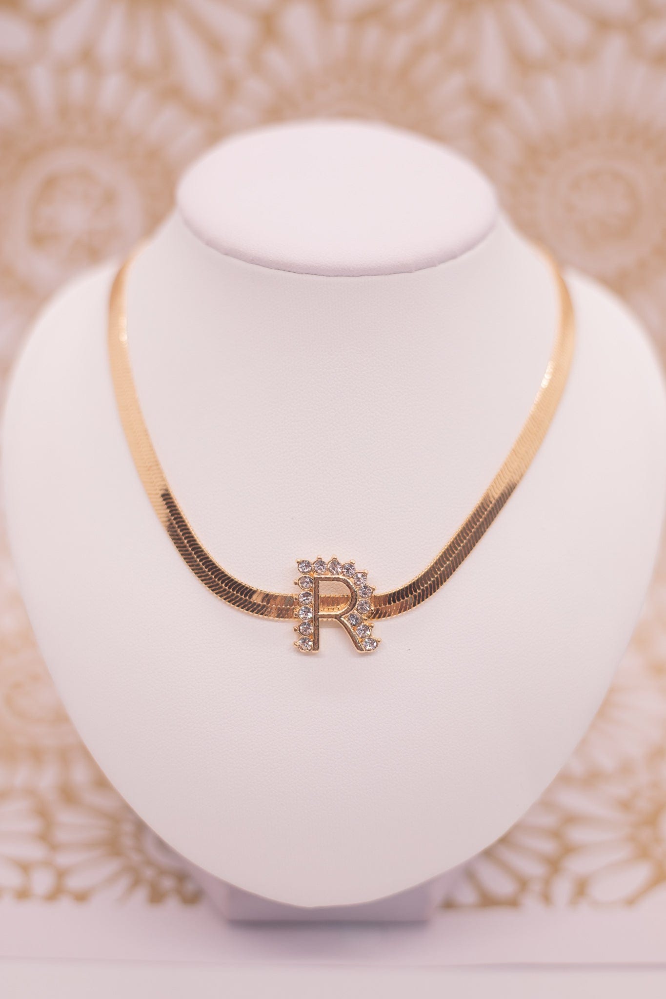 Gold Snake Chain Initial Necklace
