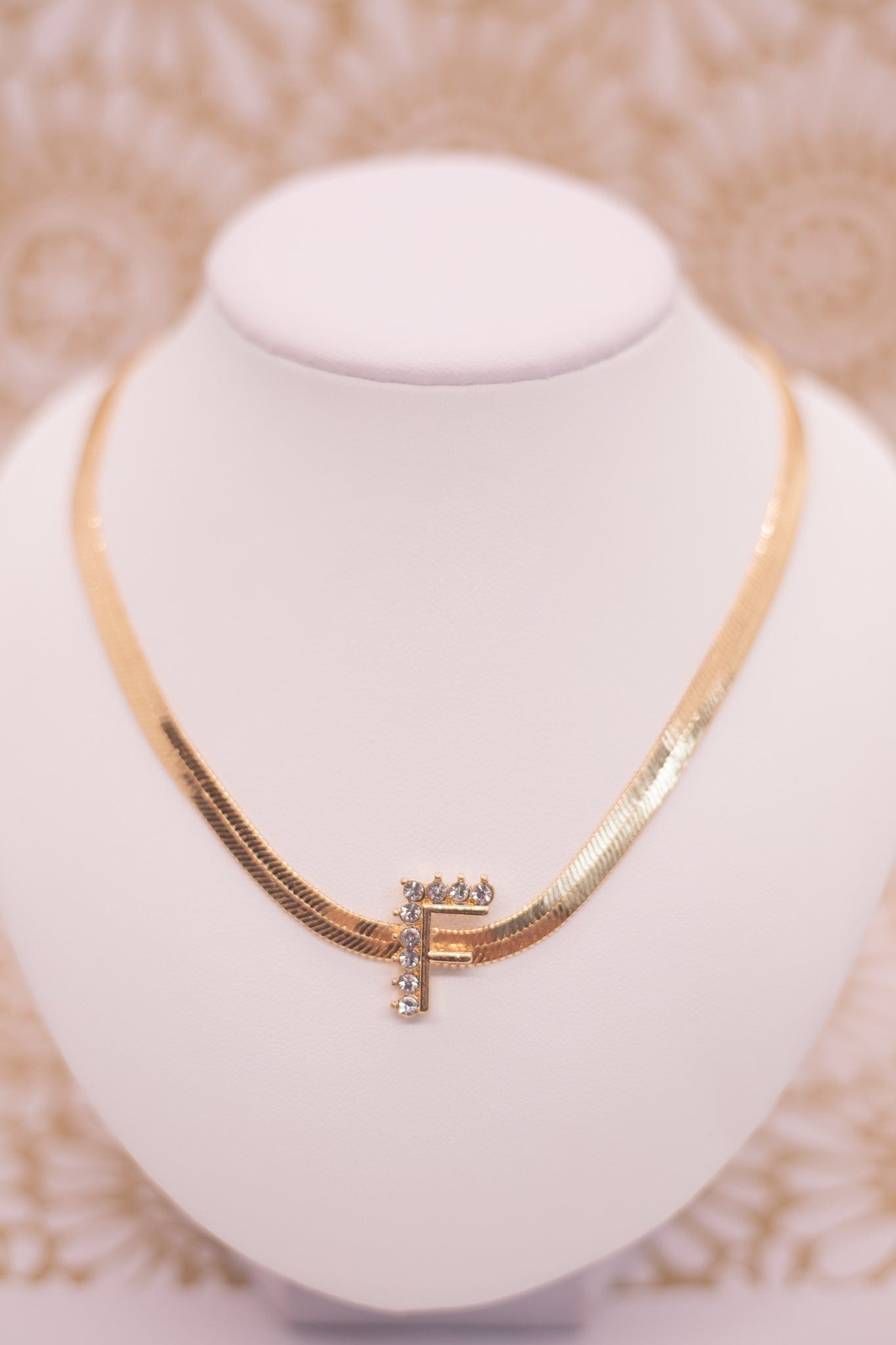 Gold Snake Chain Initial Necklace