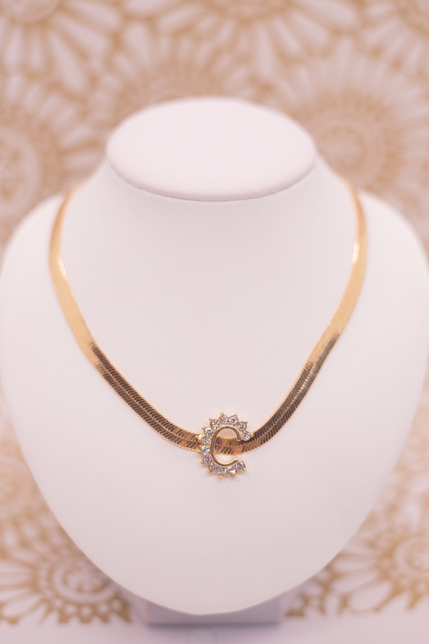Gold Snake Chain Initial Necklace