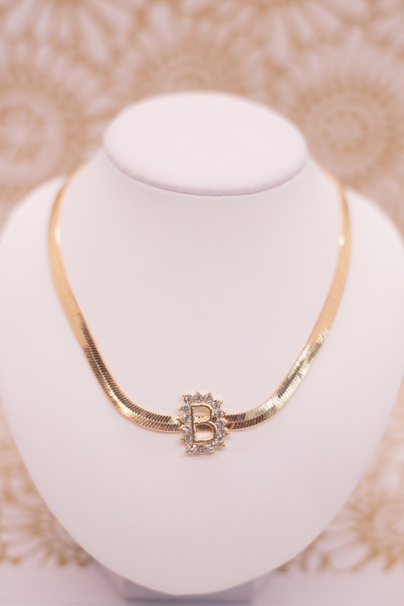 Gold Snake Chain Initial Necklace