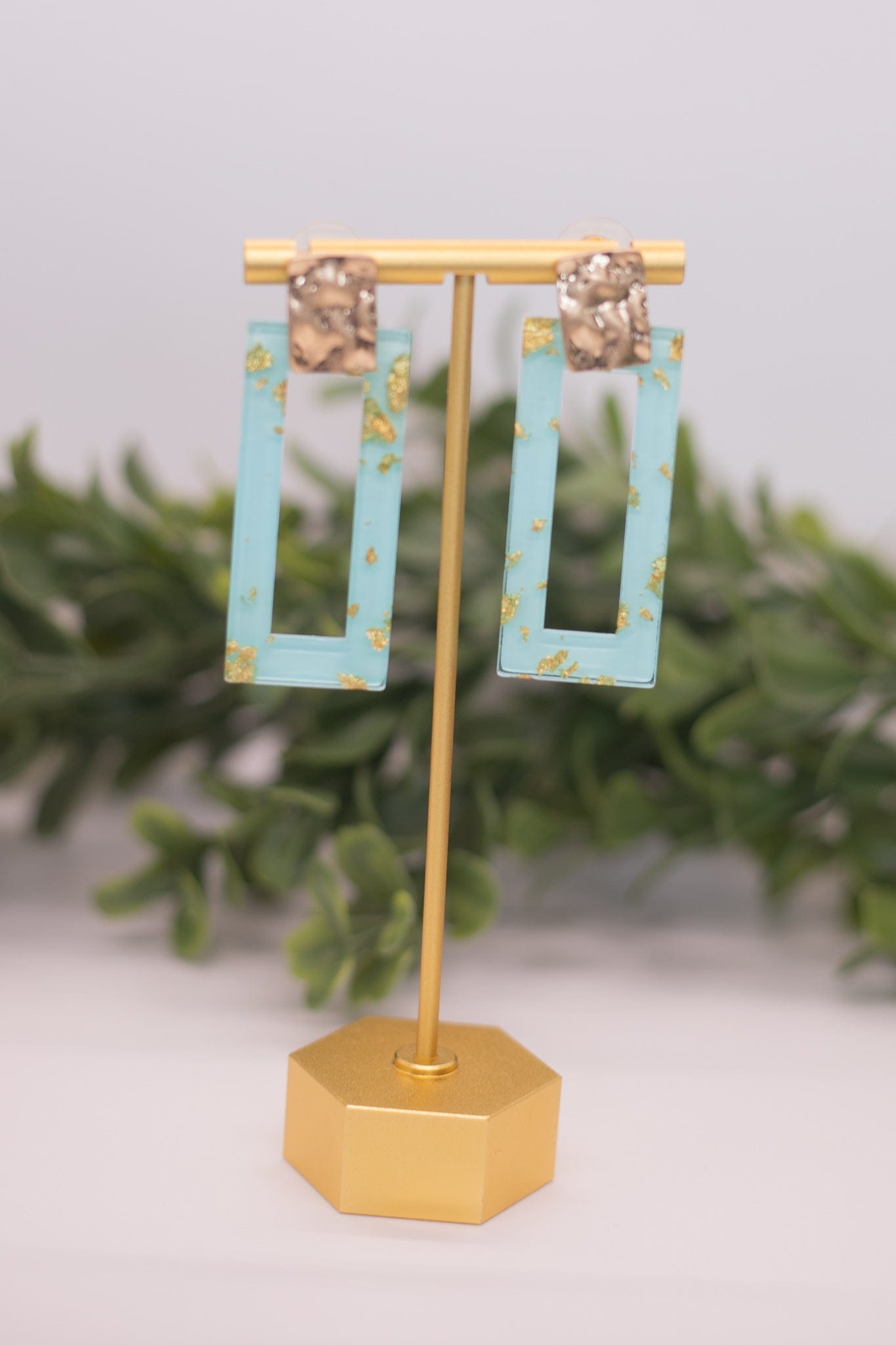 Aqua & Gold Fleck Earring