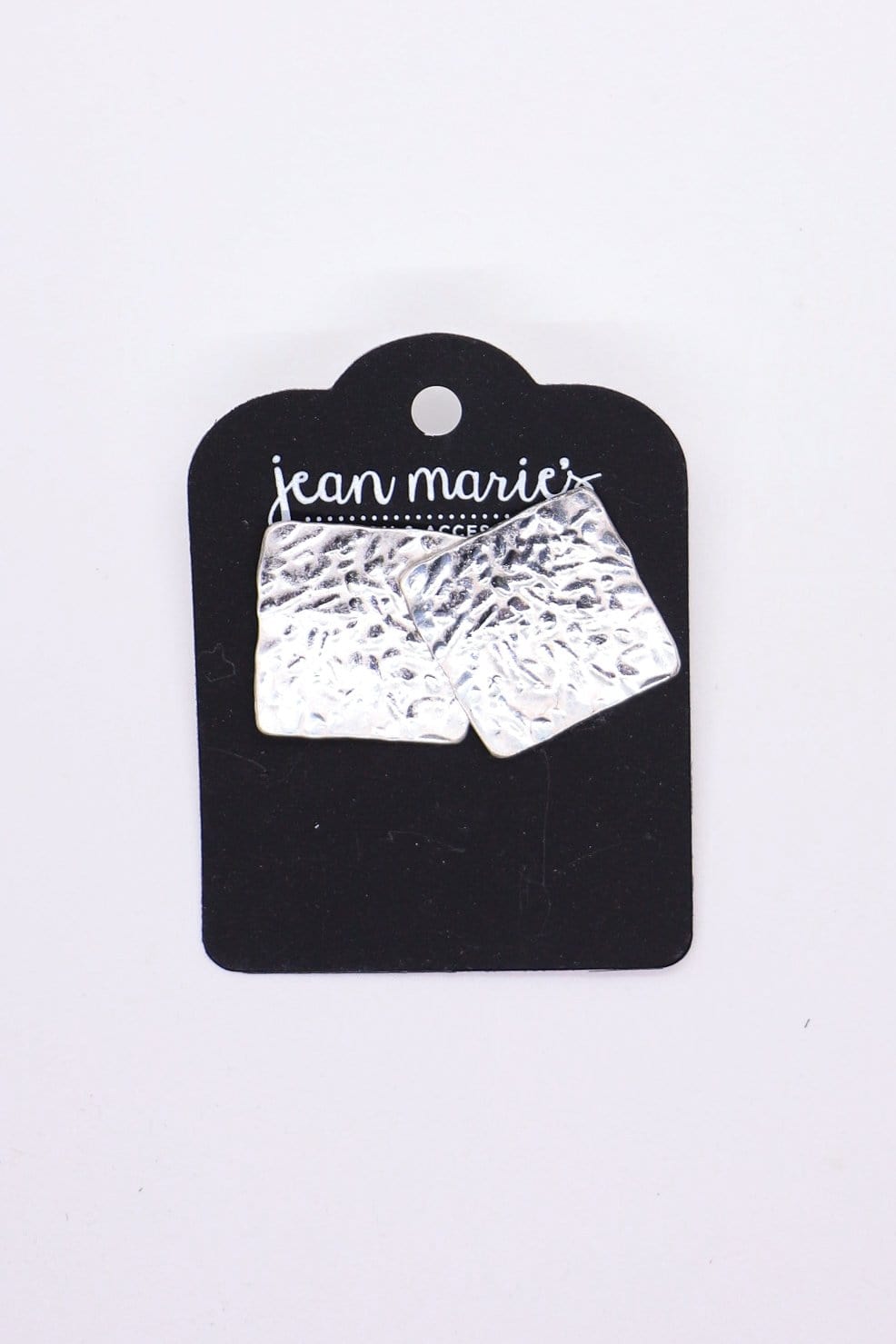 square silver hammered earring