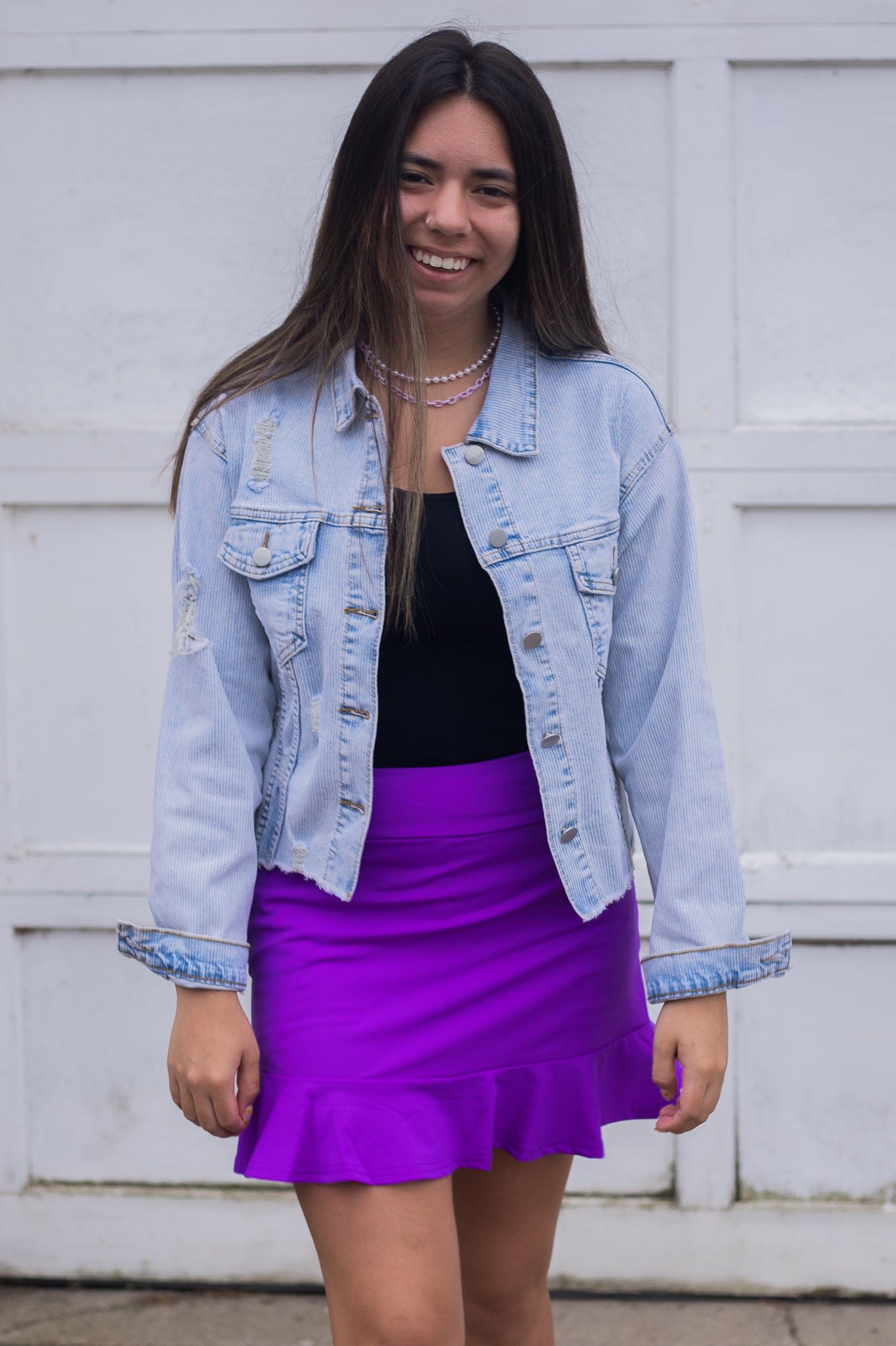 Distress Ribbed Denim Jacket