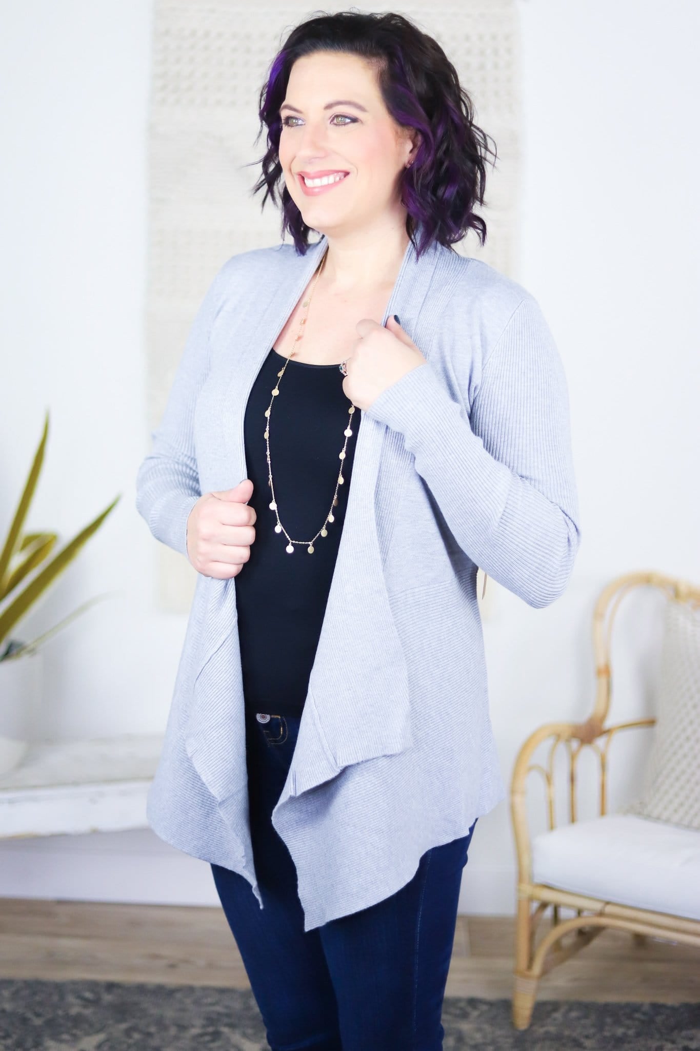 Favorited Heathered Ribbed Cardigan