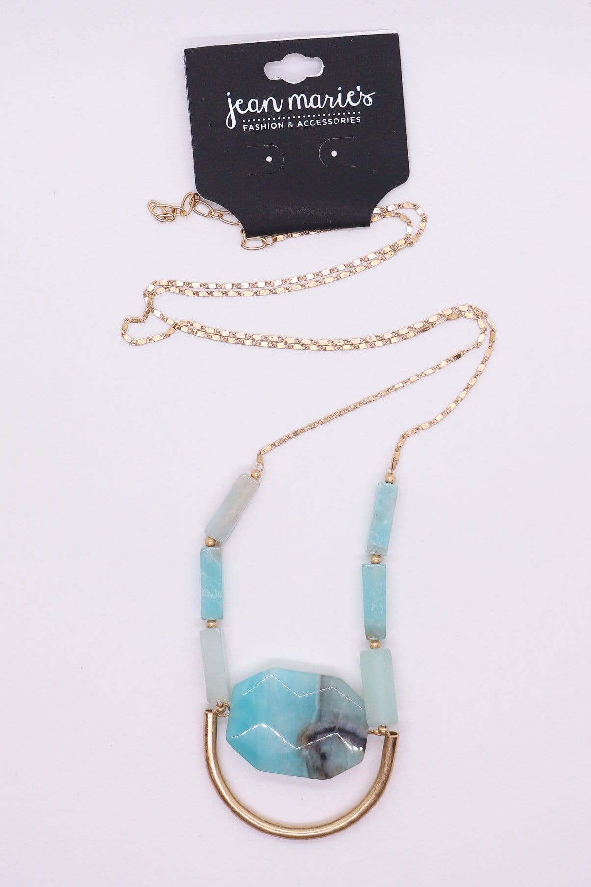 blue gold stone necklace