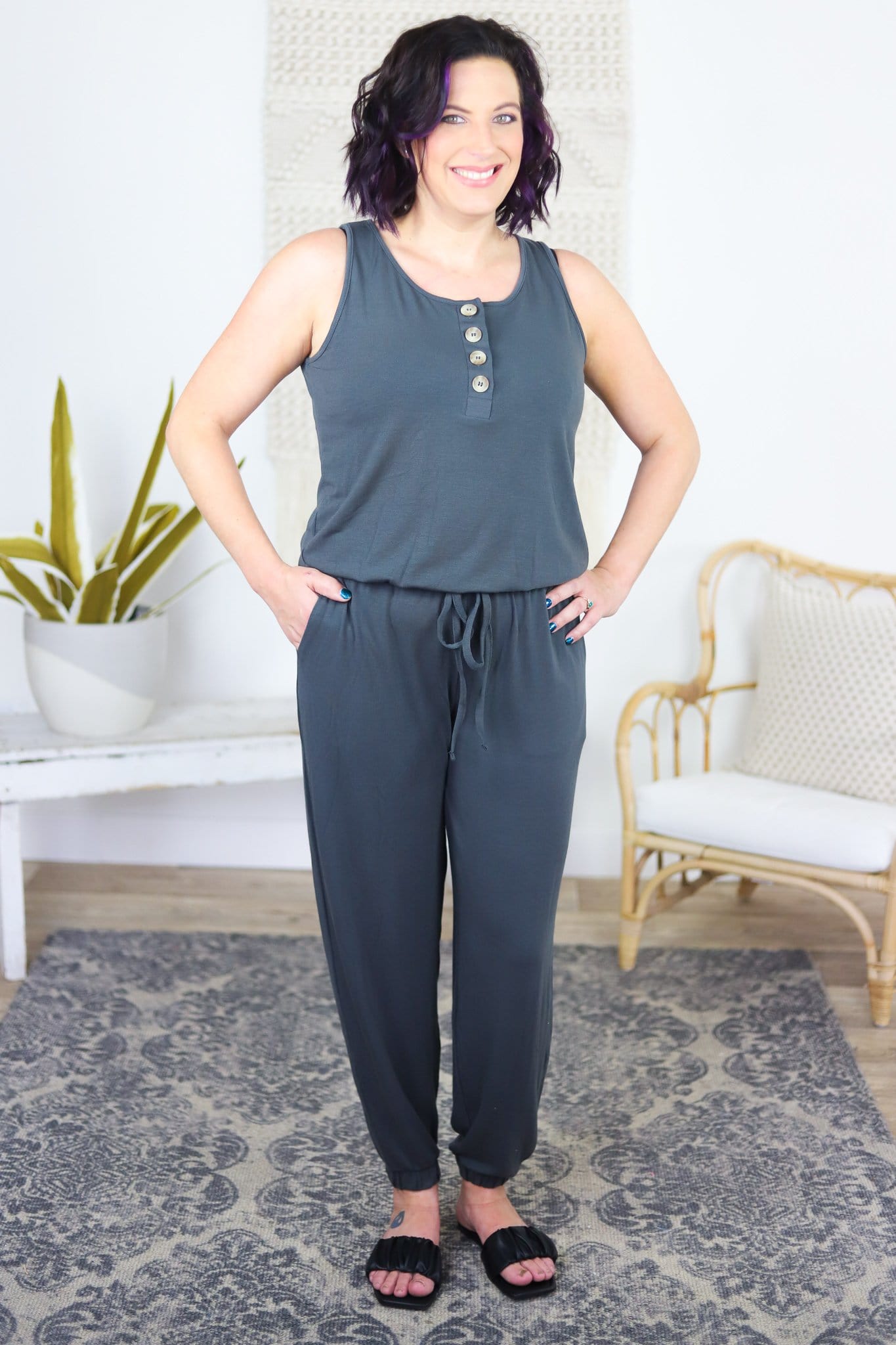 Sleeveless Jogger Jumpsuit - Neutral Collection