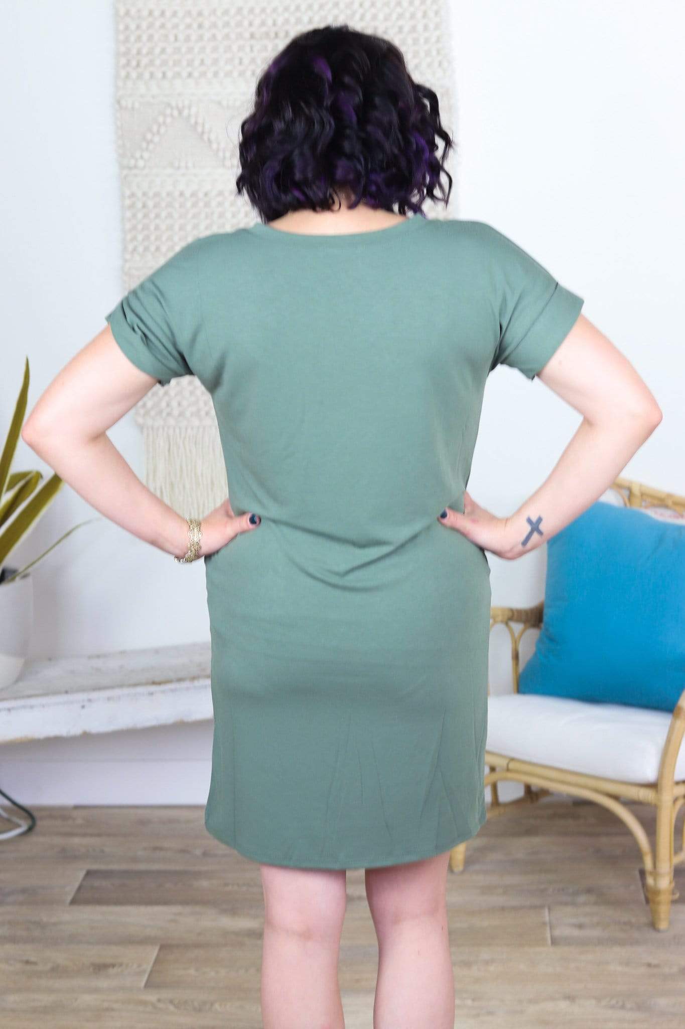 green t-shirt dress
