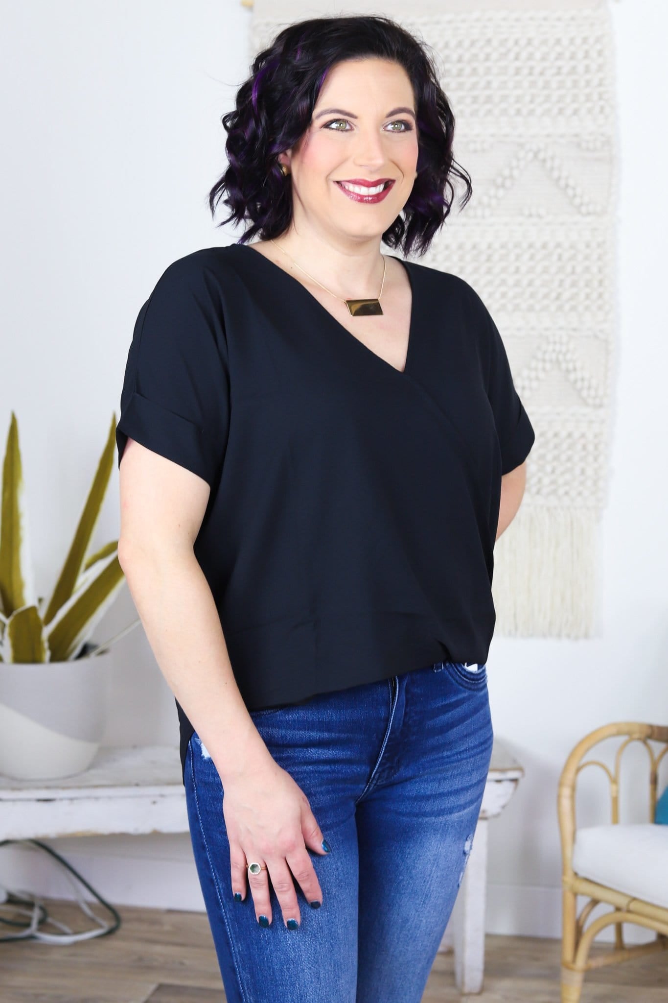 Cross Front Blouse Top