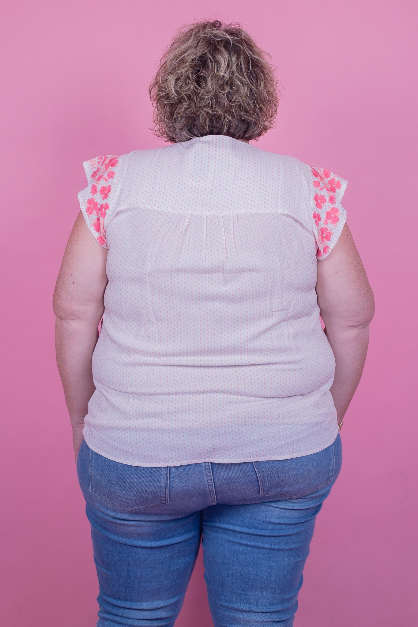 Sweet Coral Embroidered Flower Top