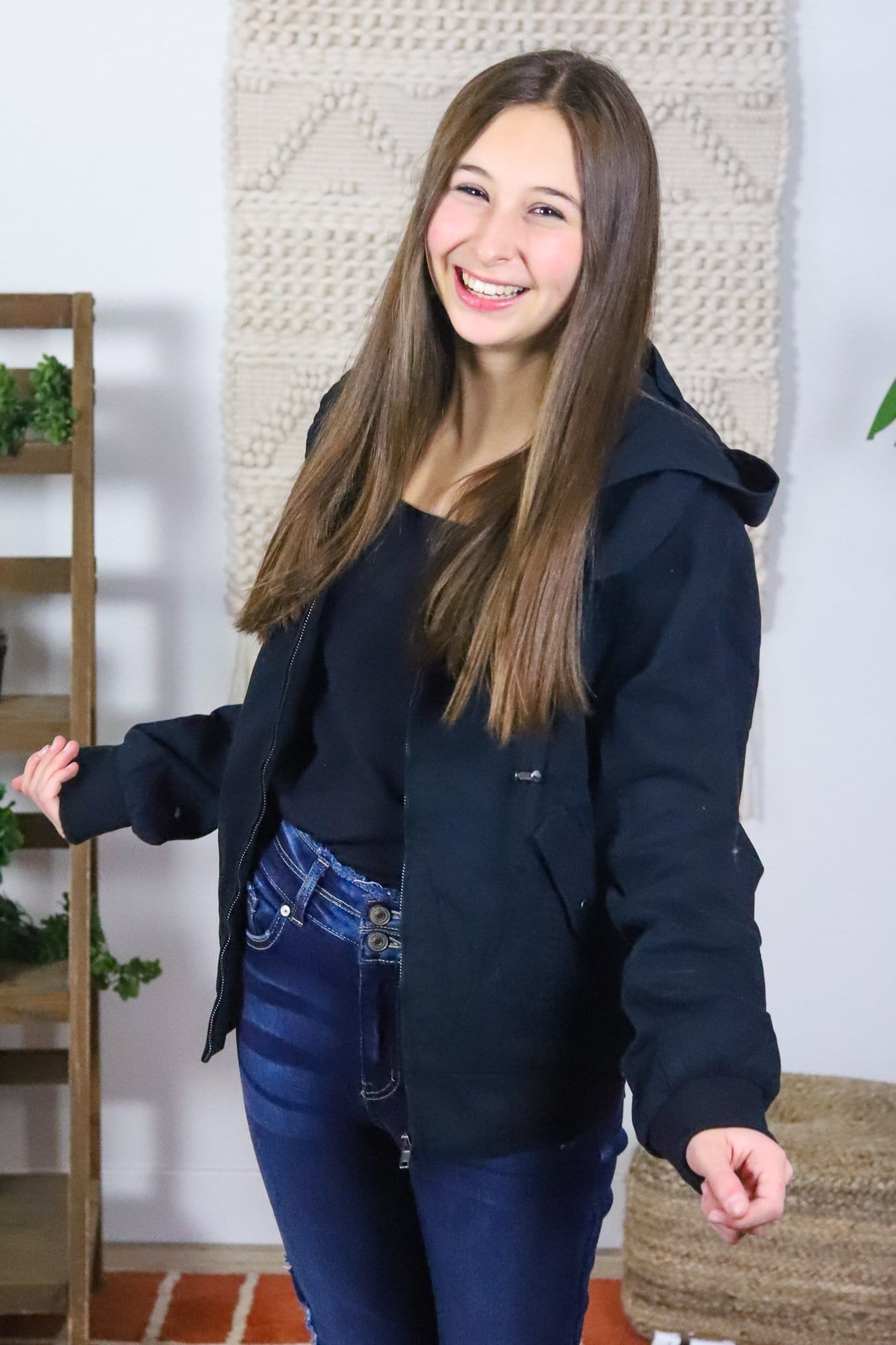 Black Hoodie Bomber Jacket