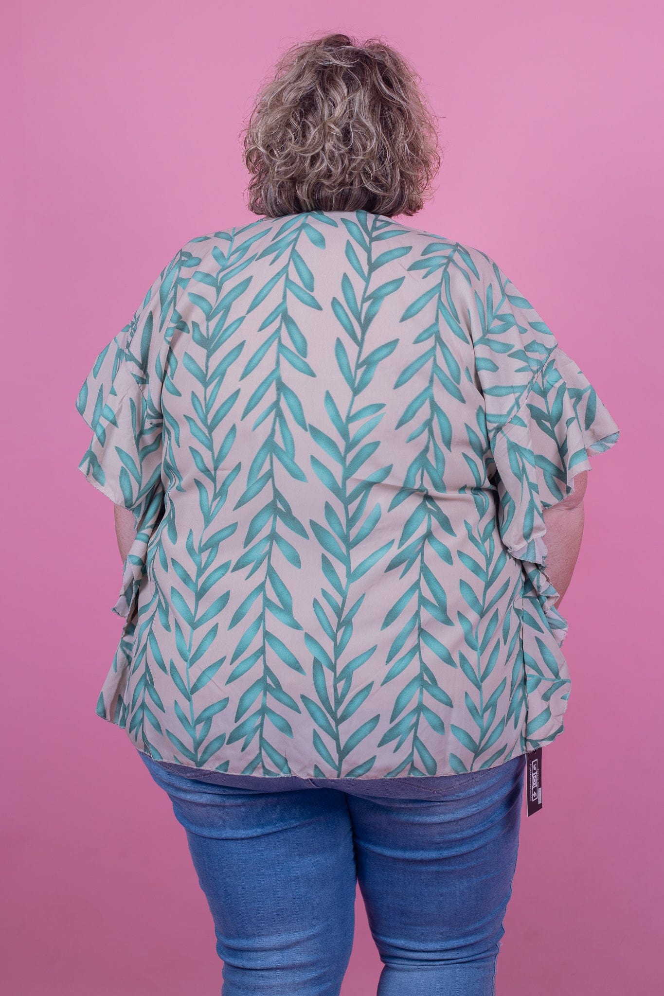 Botanical Leaf Ruffle Kimono