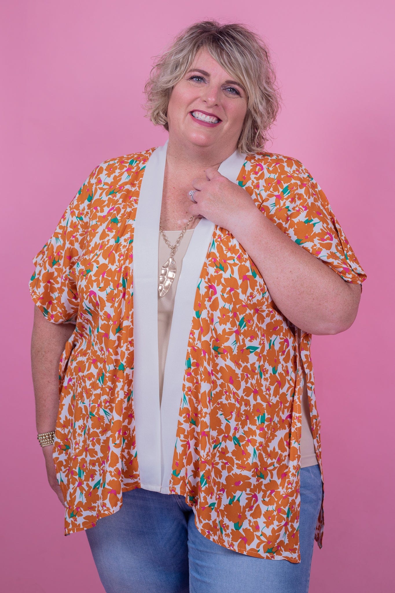 Orange Floral Kimono