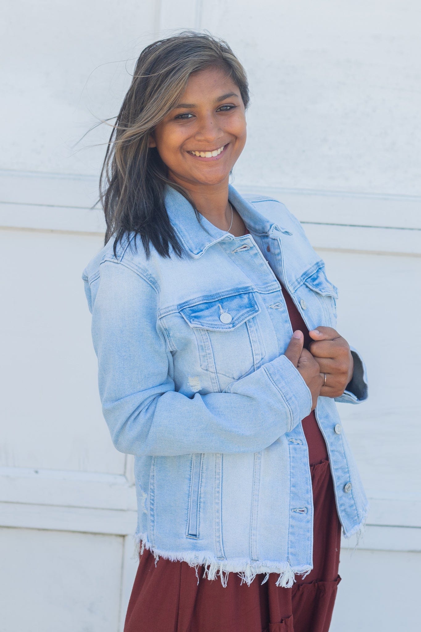 Distressed Light Denim Jacket