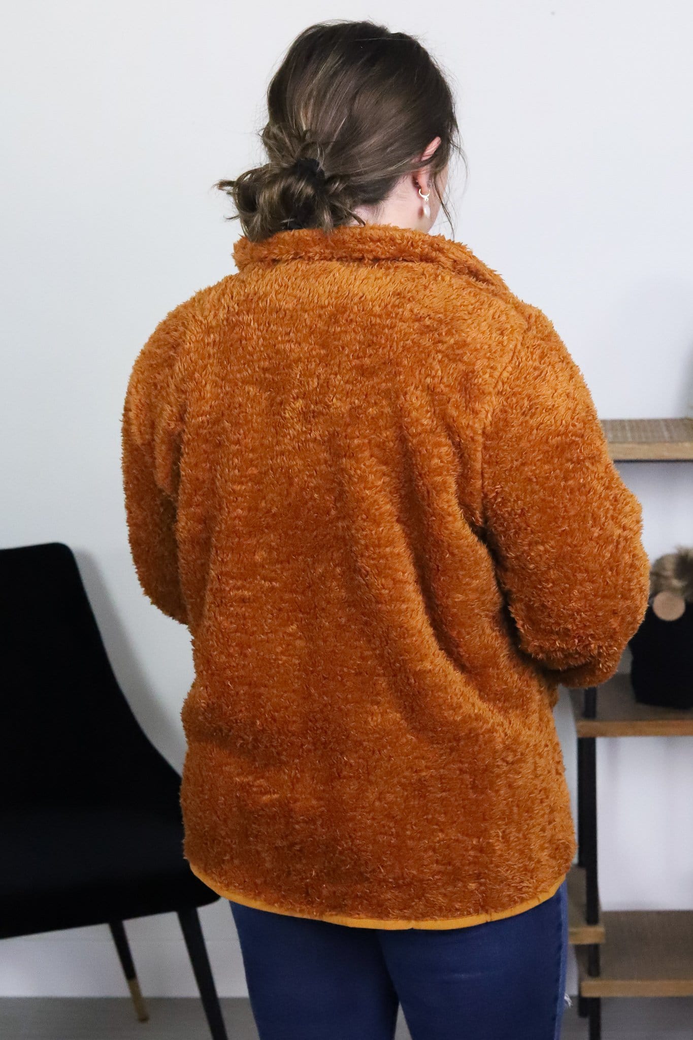 Camel Teddy Zip Up Jacket