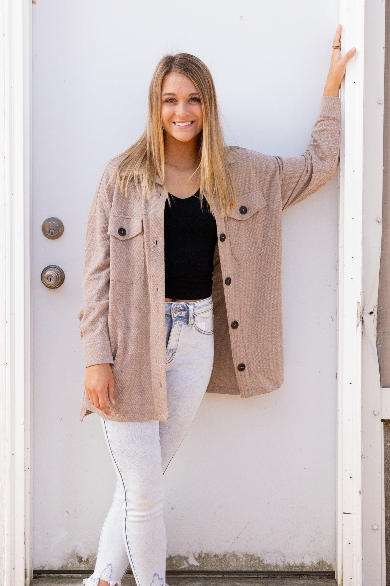 Ash Mocha Oversized Jacquard Shacket