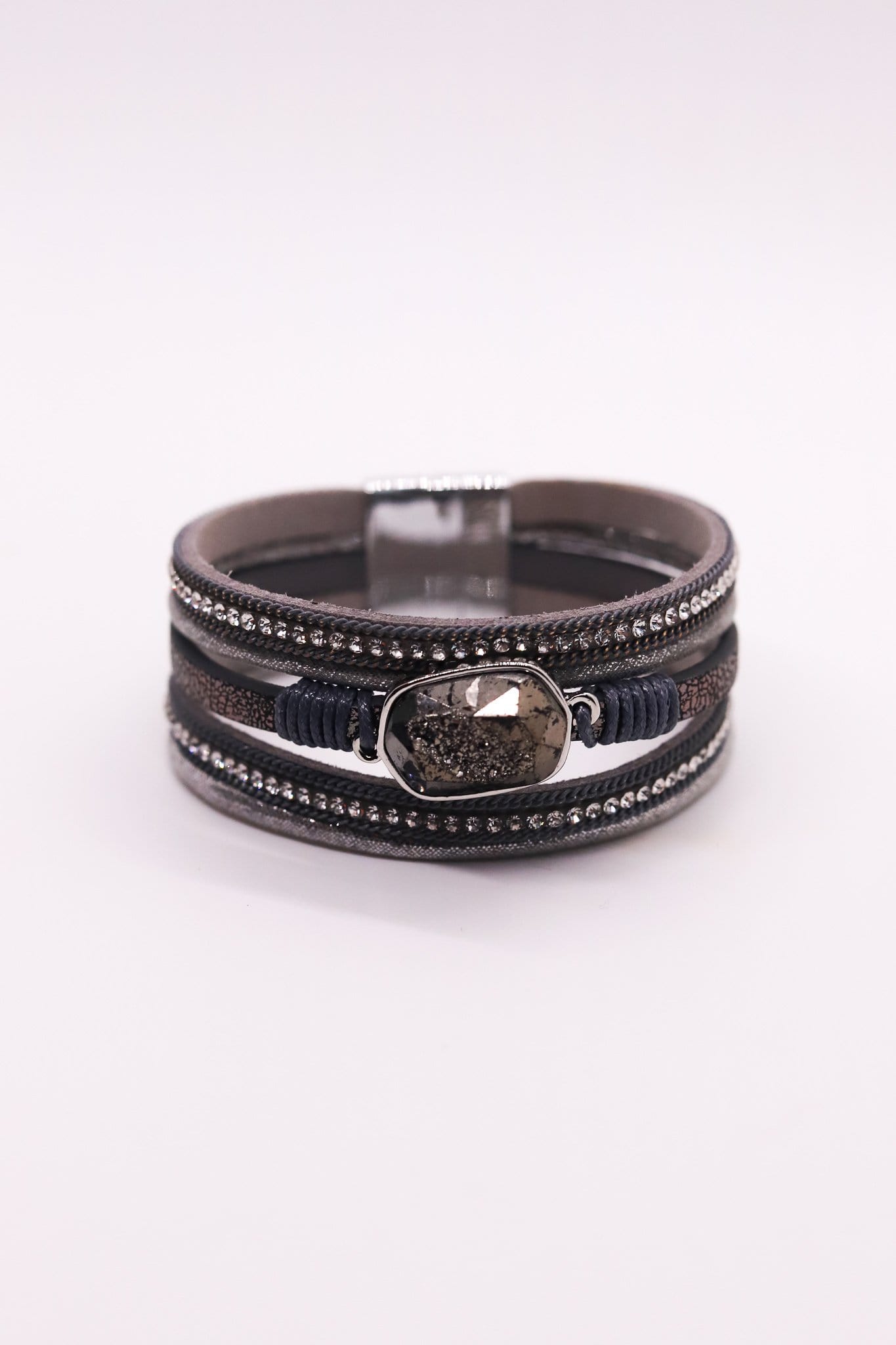Gray Stone Layered Magnetic Bracelet