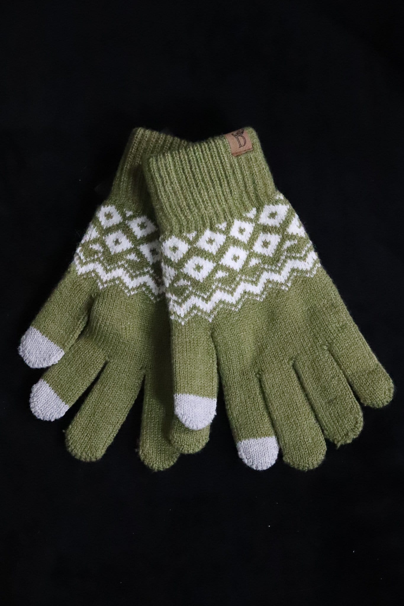 Geo Pattern Knit Touch Gloves