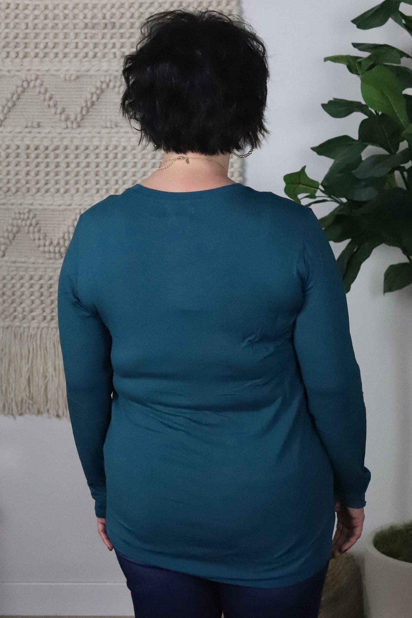 Long Sleeve Sheer Cross Over Hem Top