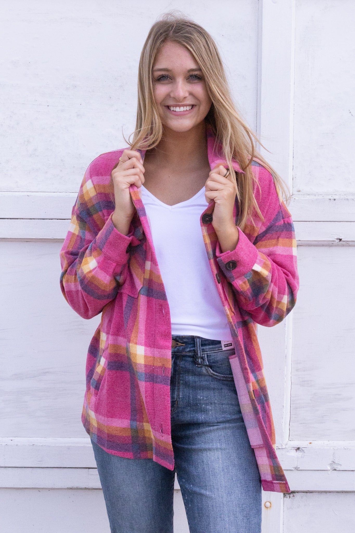 Soft Fuchsia Plaid Shacket