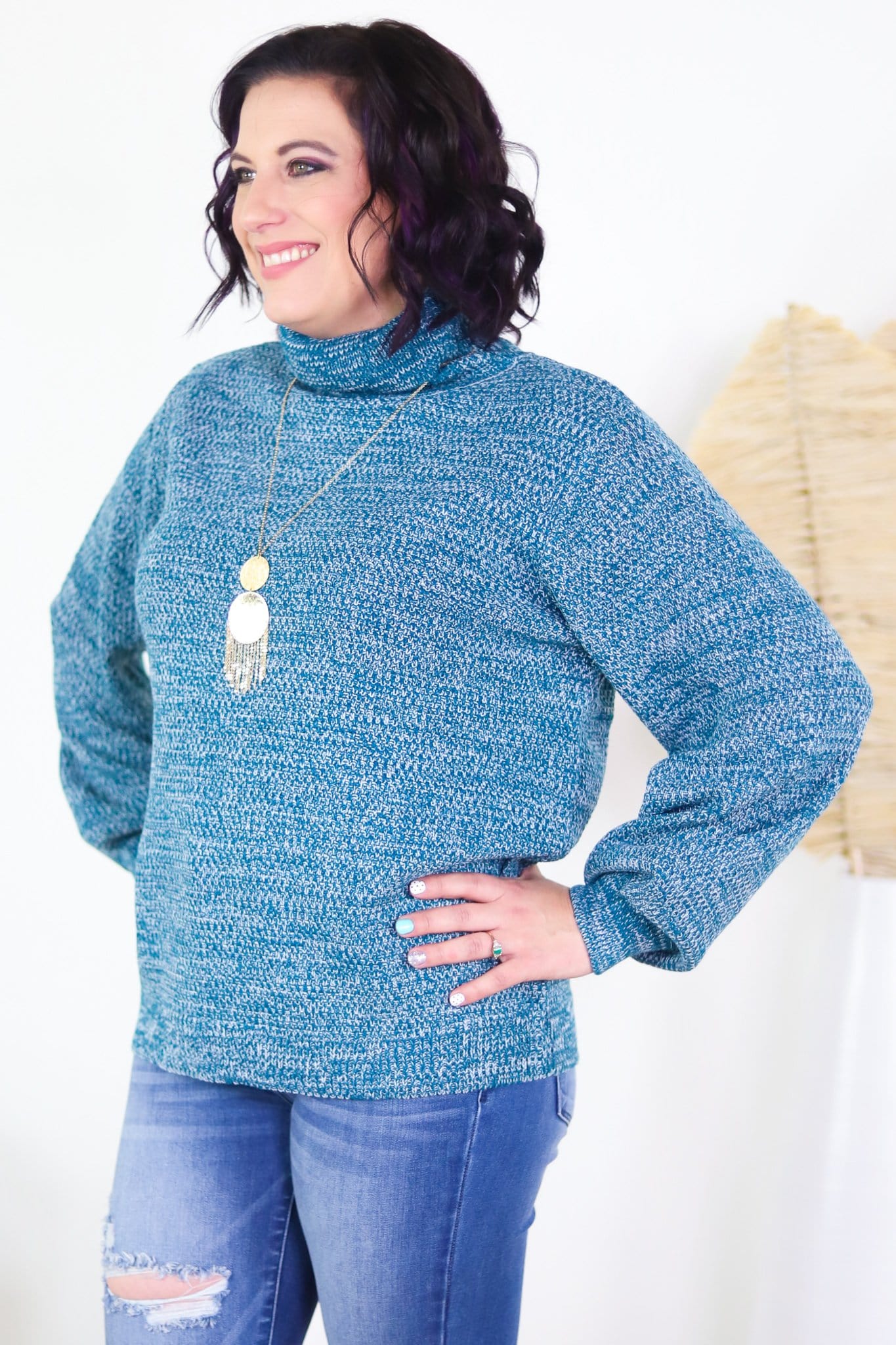 Turtleneck Balloon Sleeve Sweater