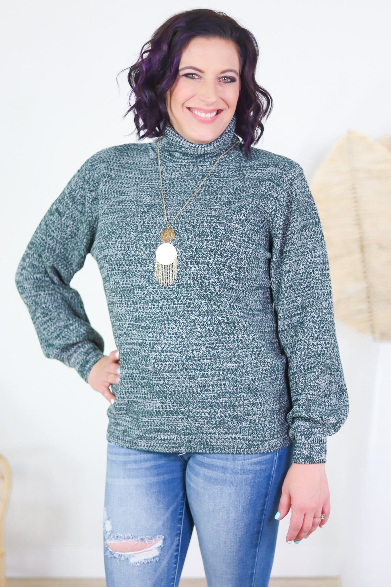 Turtleneck Balloon Sleeve Sweater