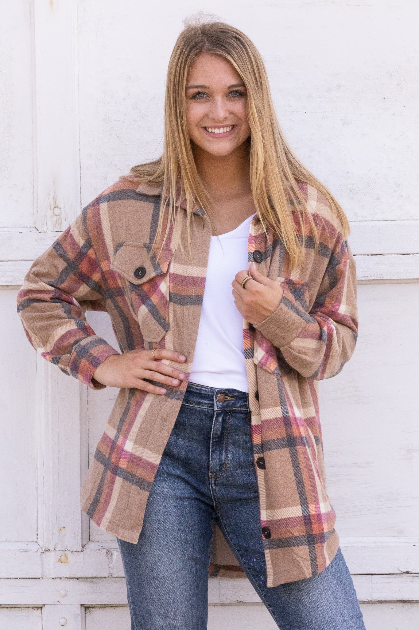 Soft Camel Plaid Shacket