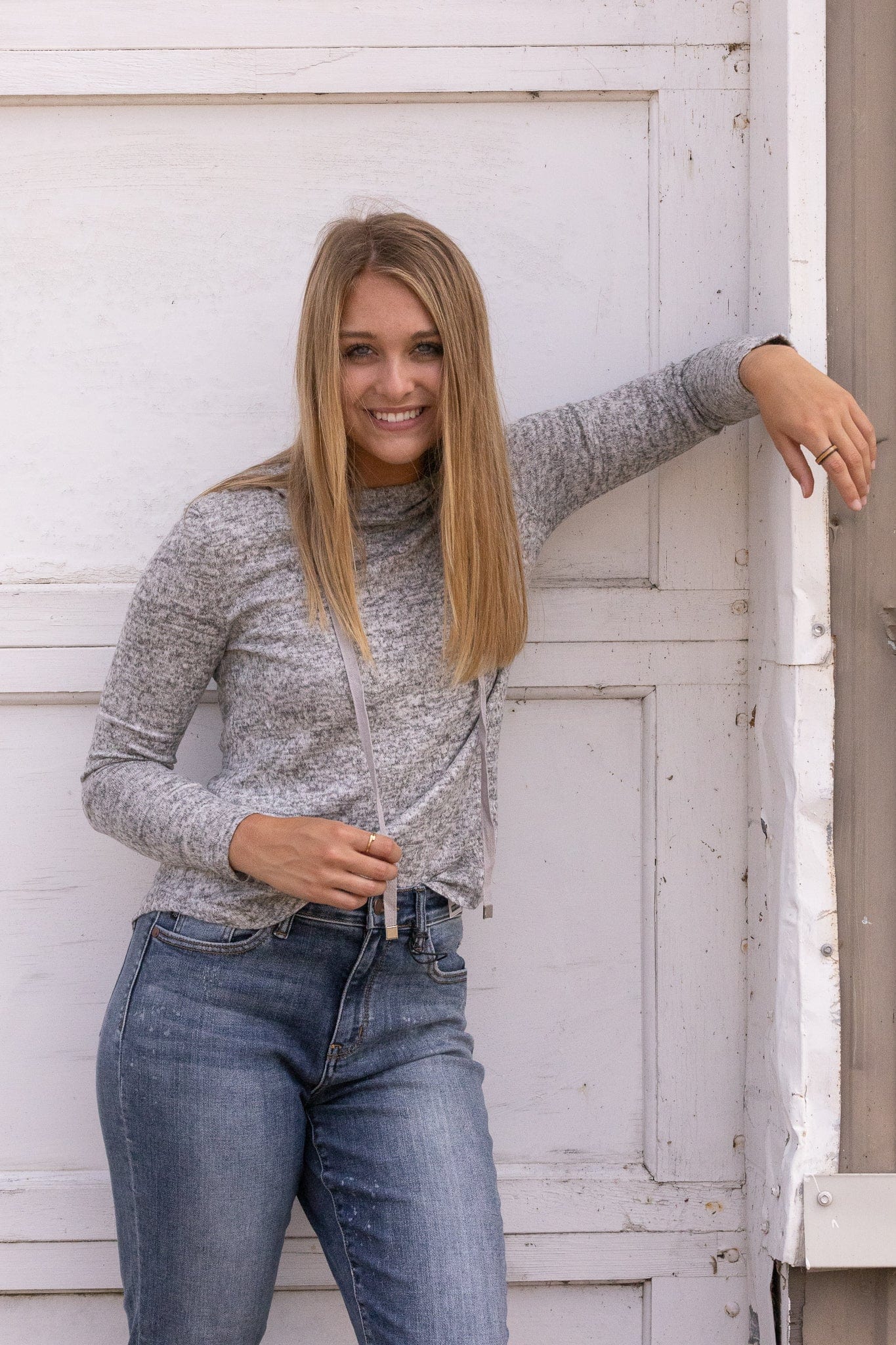 Gray Heather Hooded Light Sweater