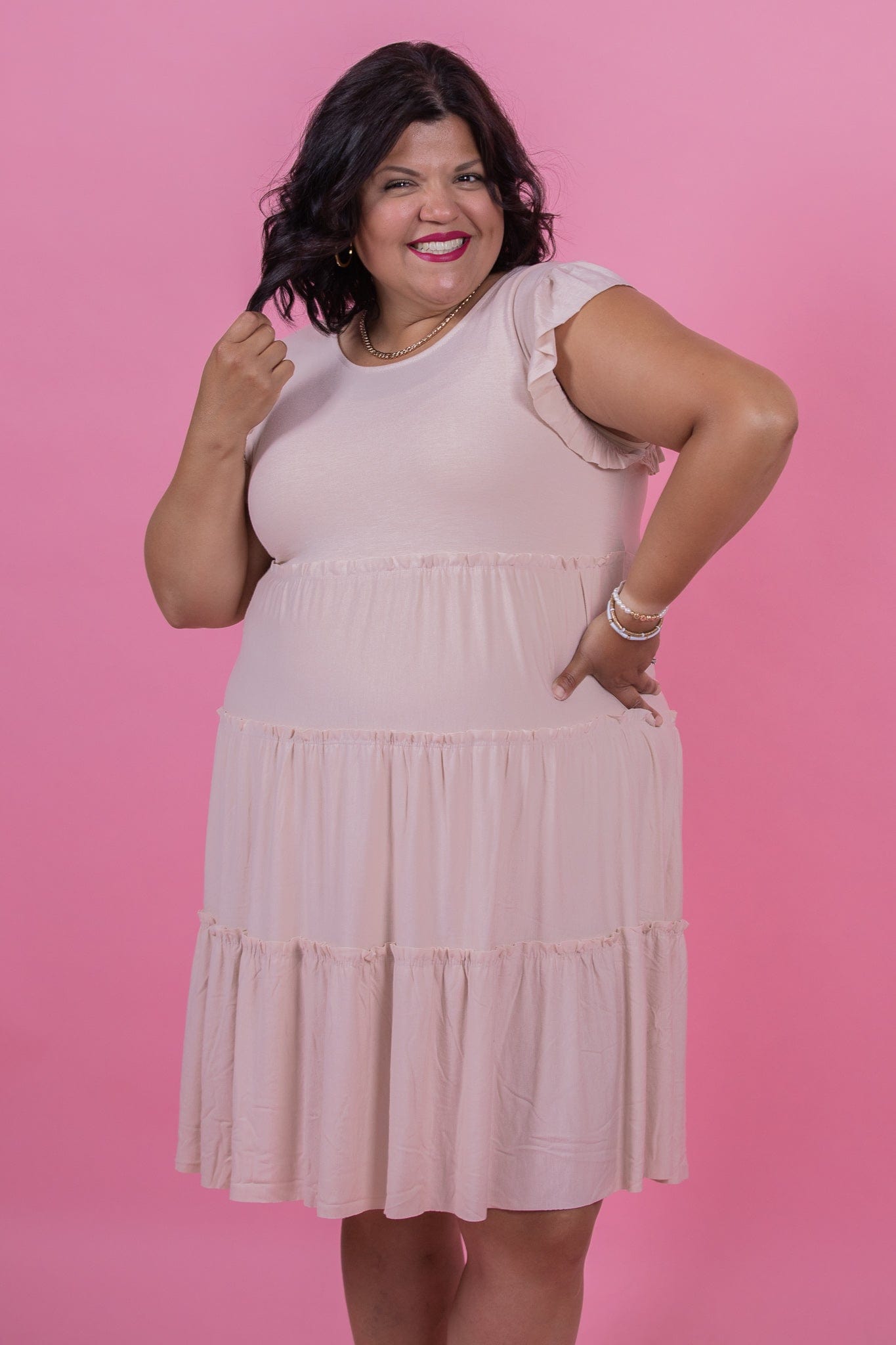 Dusty Blush Ruffle Slv Dress