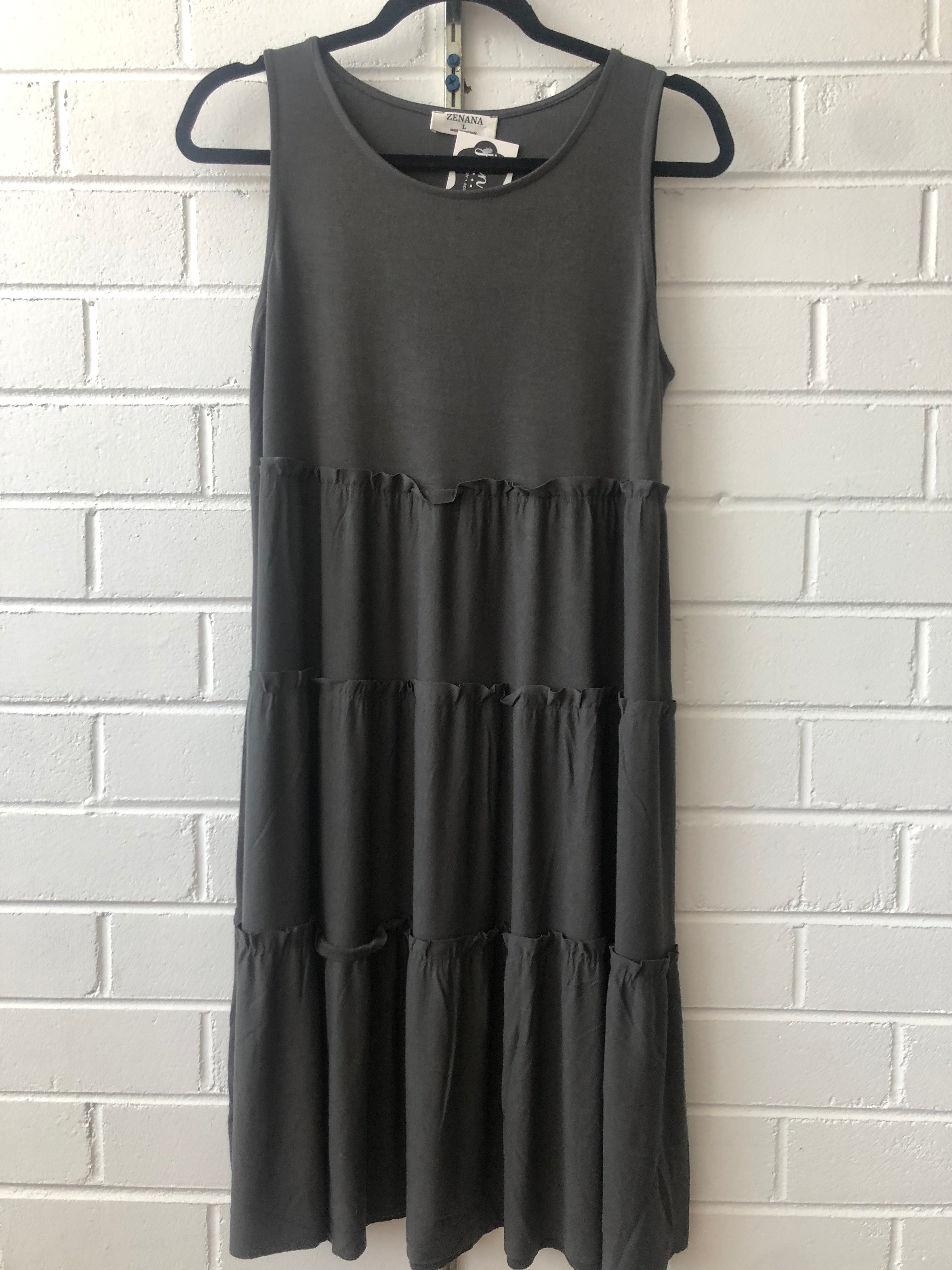 Ash Gray Sleeveless Tiered Dress