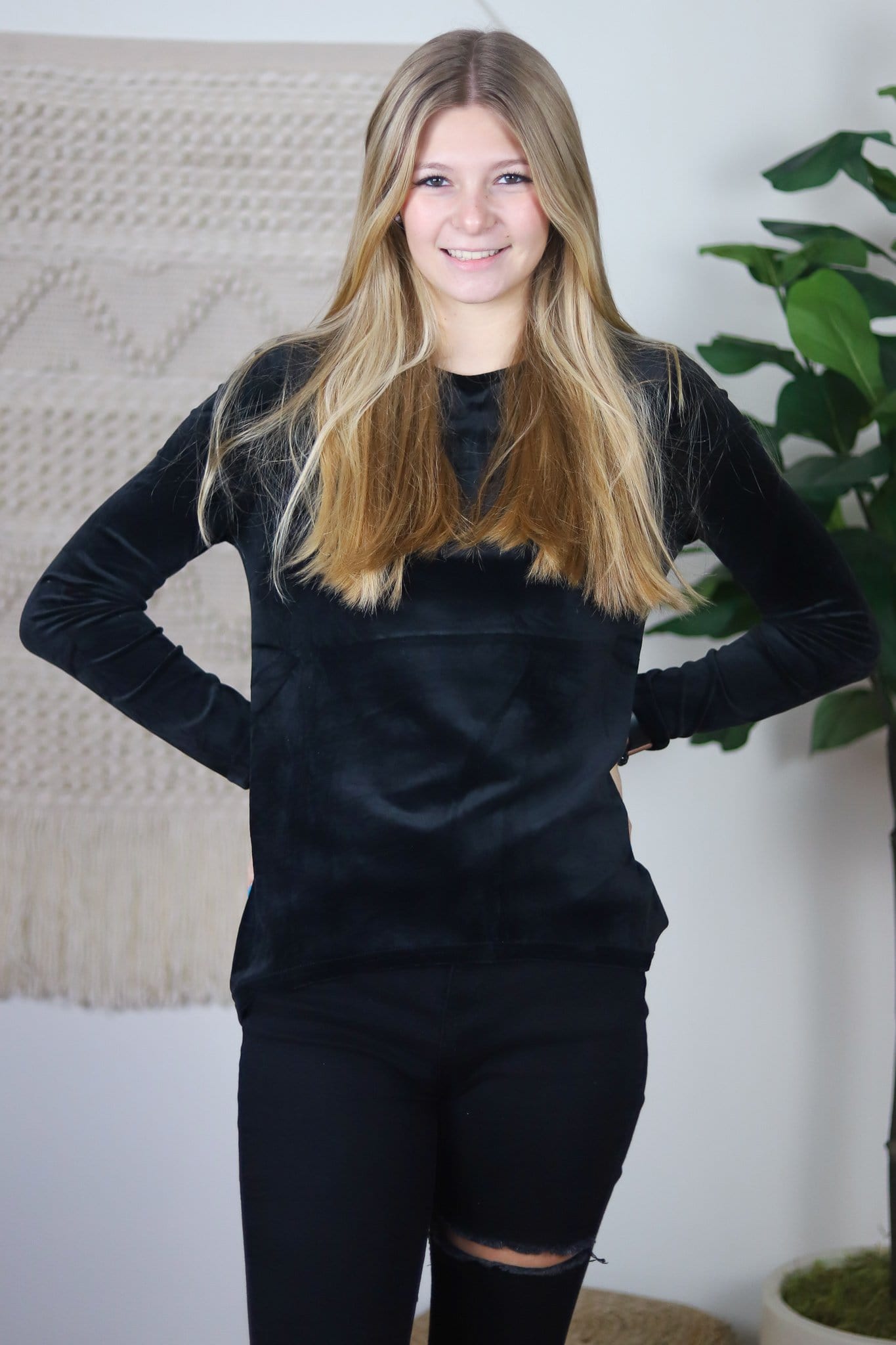 Velour Long Sleeve Top