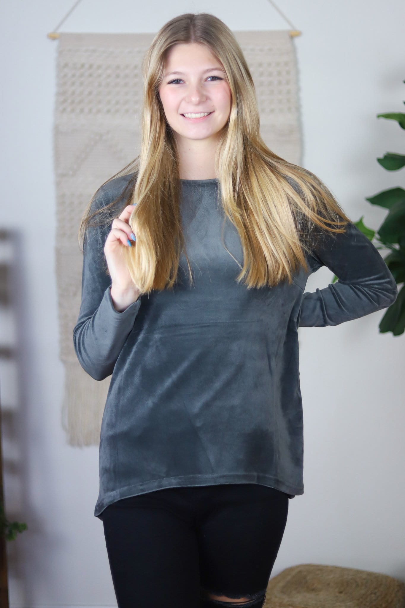 Velour Long Sleeve Top