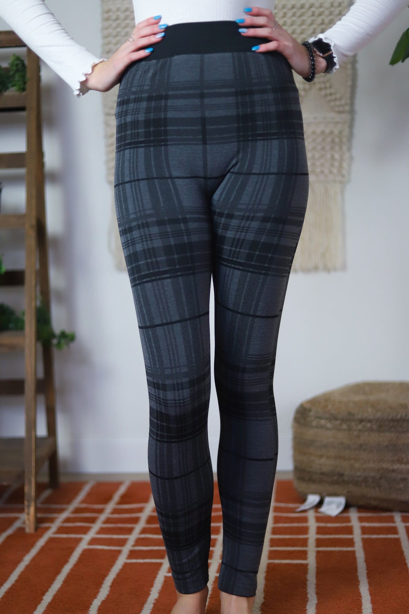 Grey Plaid Fleece Legging