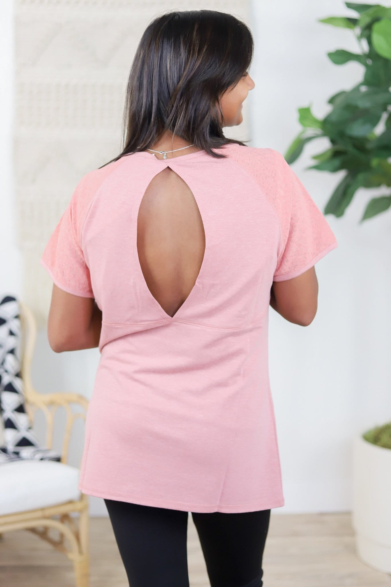 Mesh Keyhole Back Top