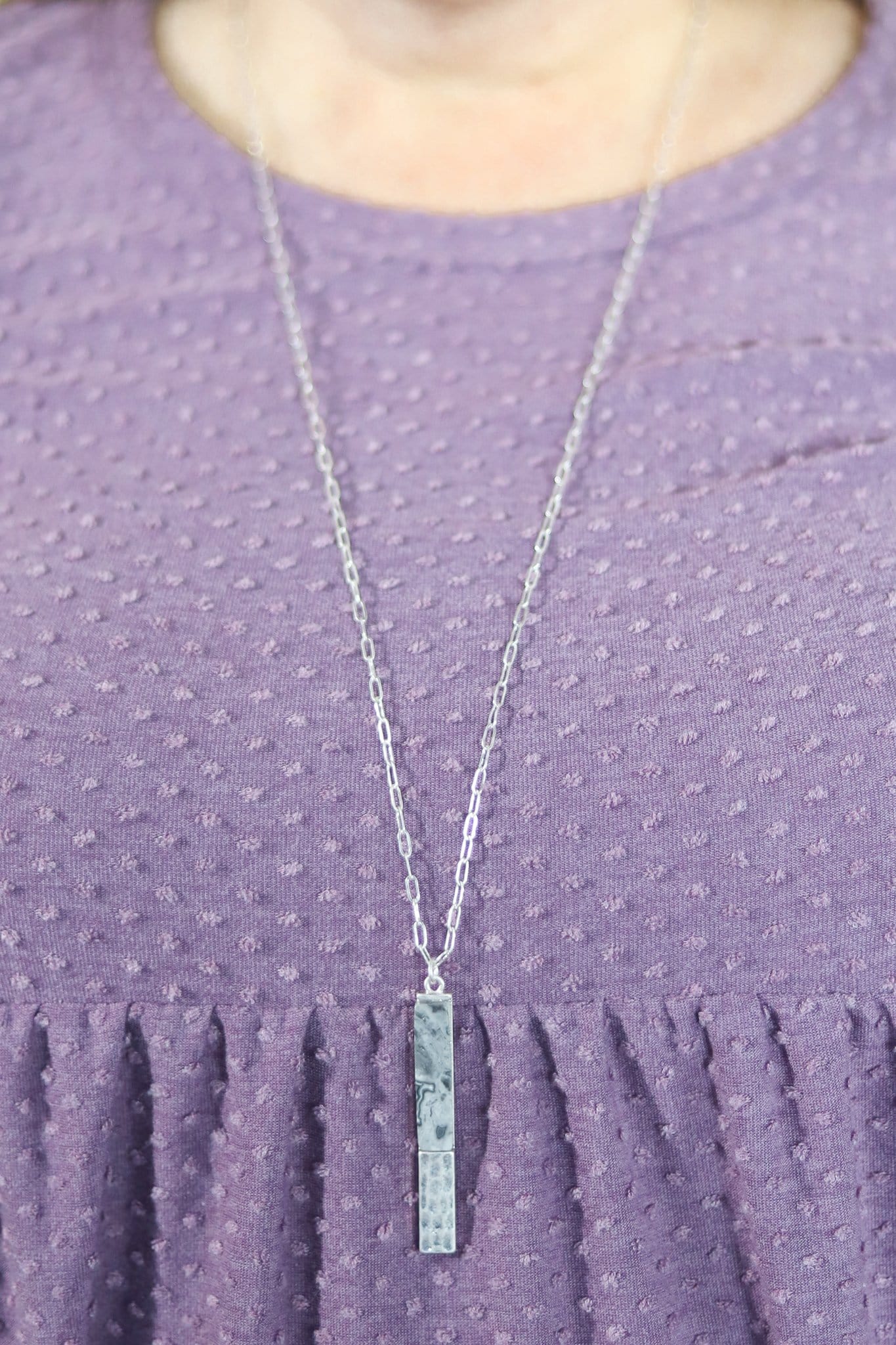 Grey Stone Long Pendant Necklace