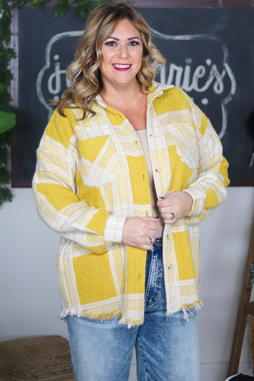 Mustard Plaid Tweed Shacket