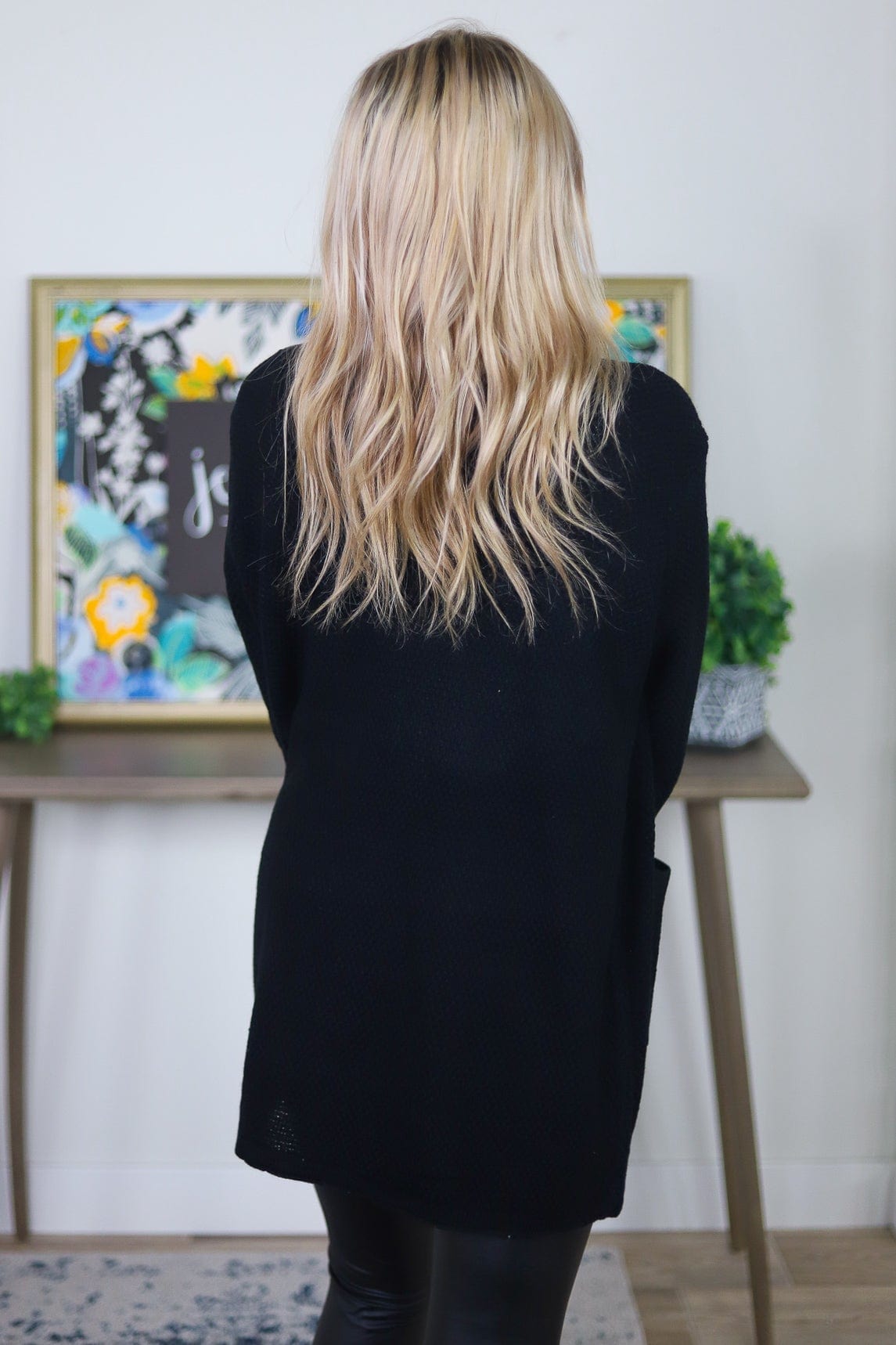 Black Knit Open Pocket Cardigan