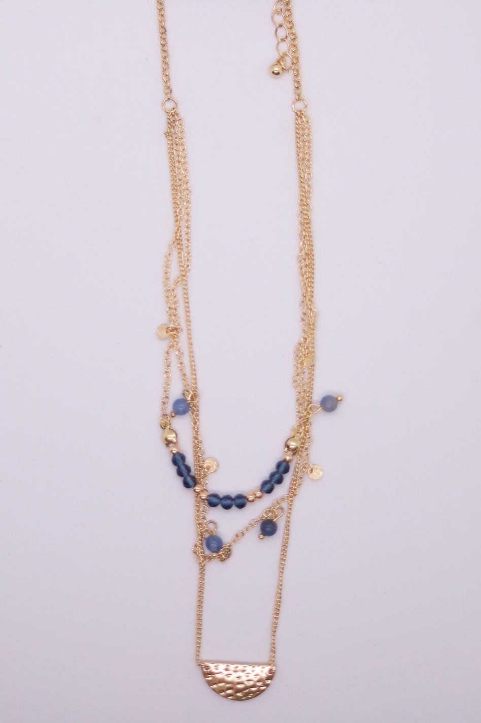 Gold Semi Precious Stone Triple Layer Necklace