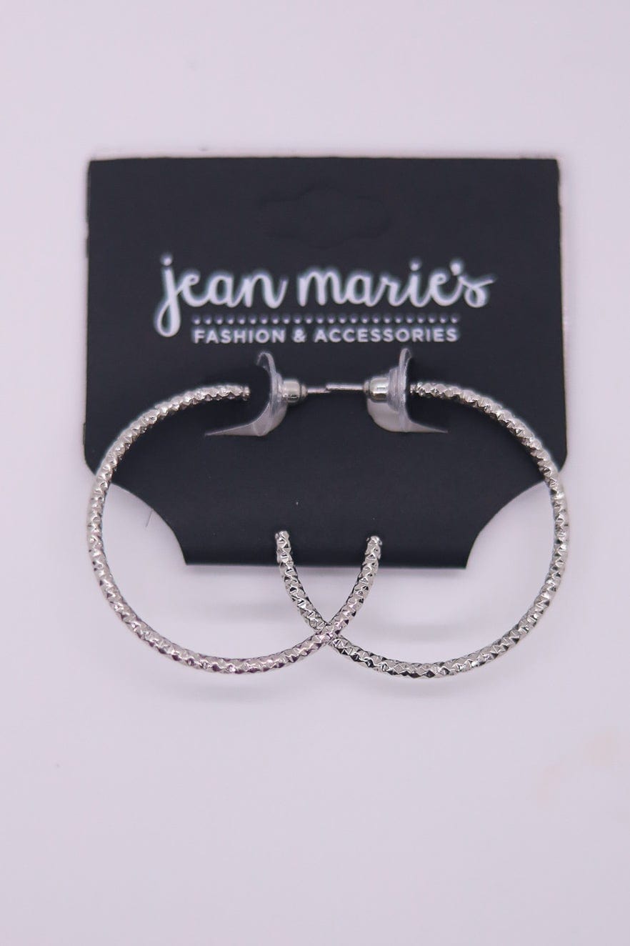 Silver Medium Texture Hoop