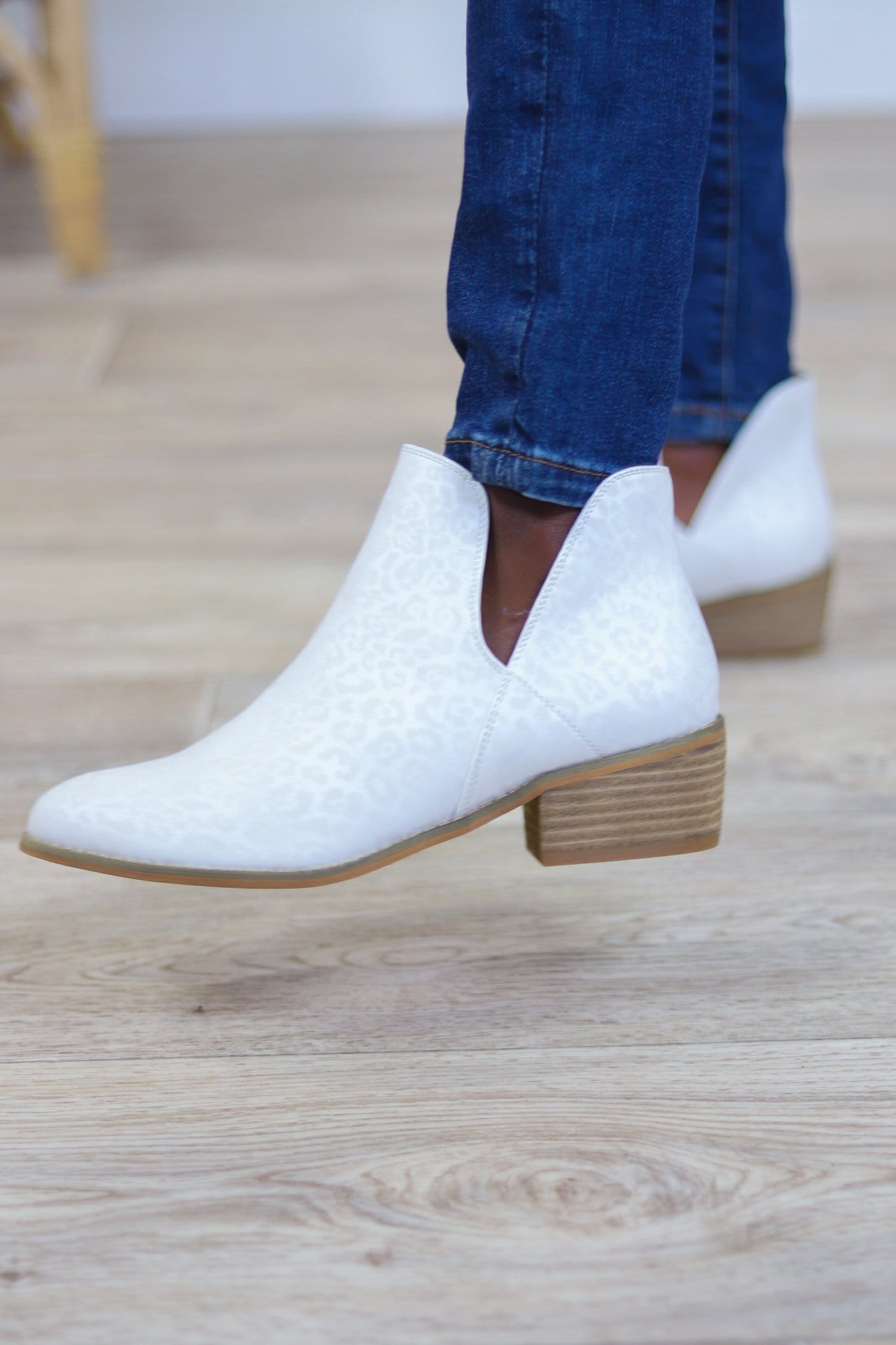 Wayland White Leopard Bootie
