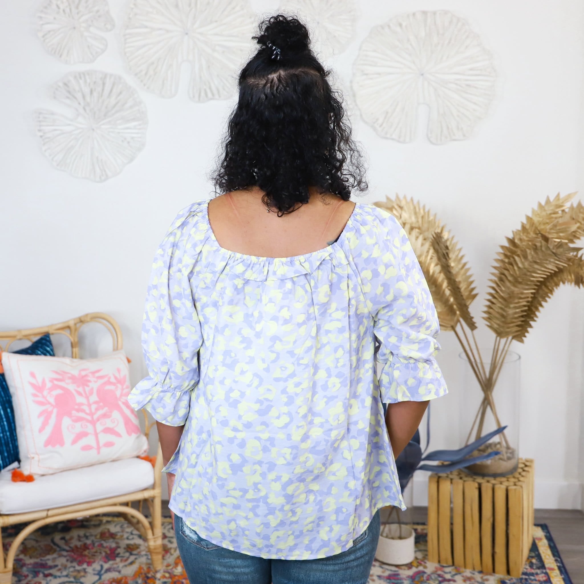 Lilac Zaya Animal Print Woven Top