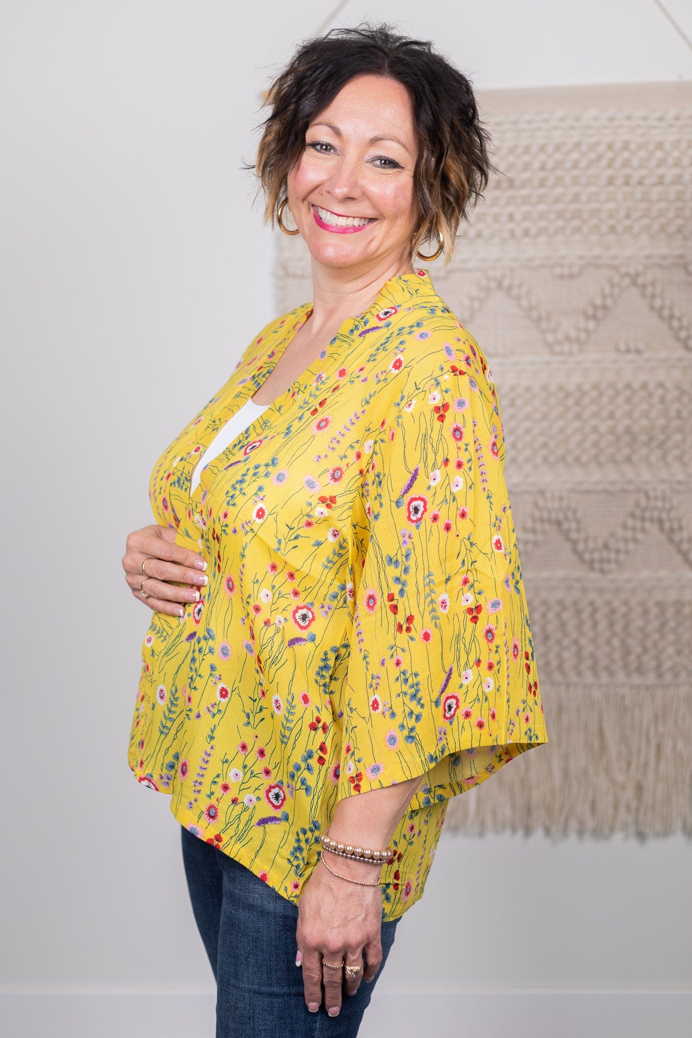 Yellow Single Stem Kimono