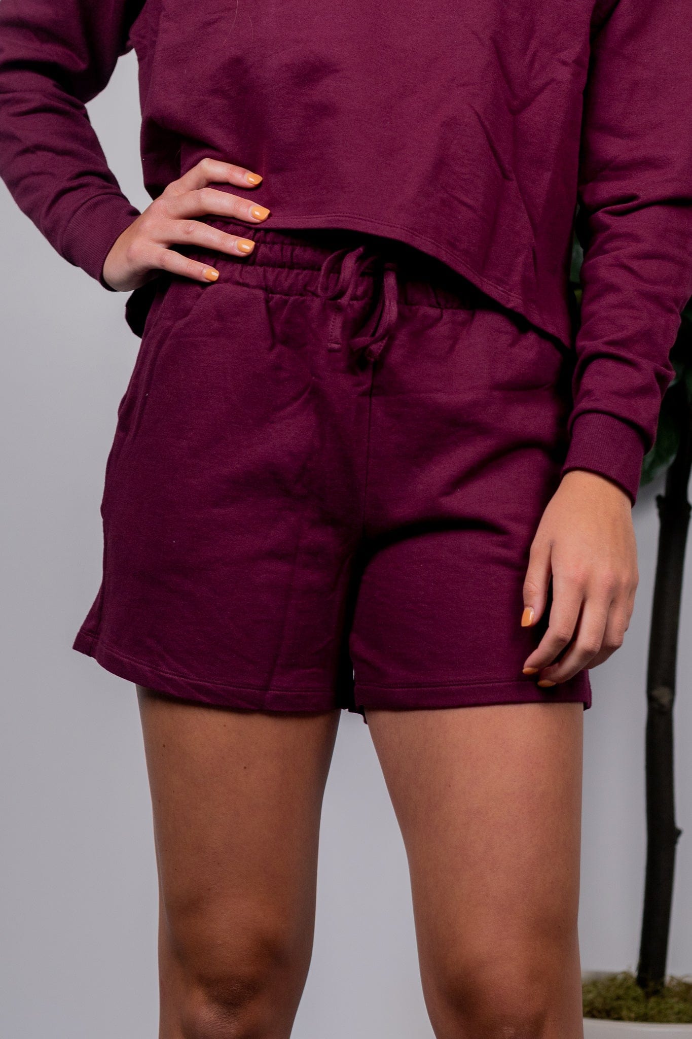 Burgundy French Terry Shorts