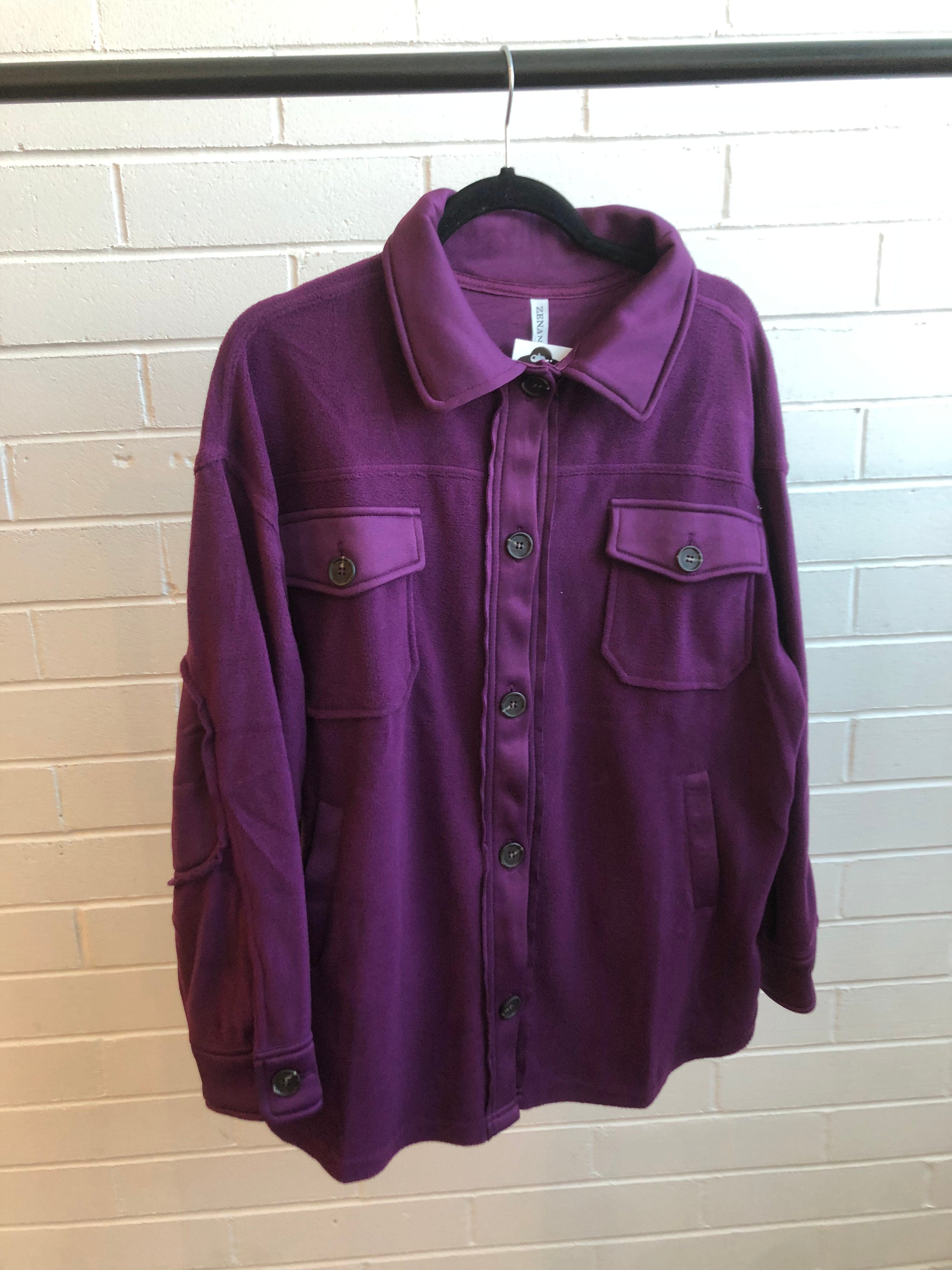 Dark Plum Oversized Fleece Shacket