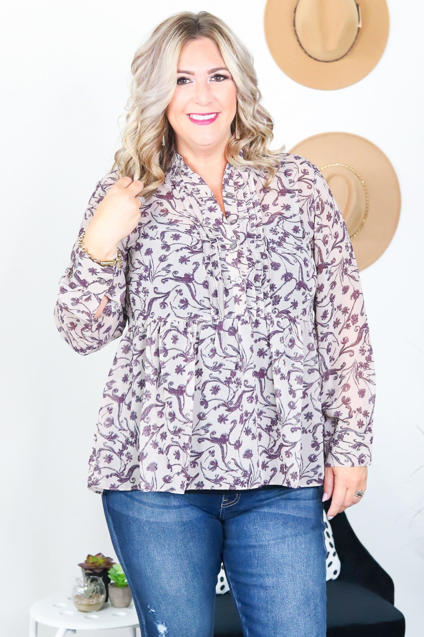 Fleur Chiffon Babydoll Blouse