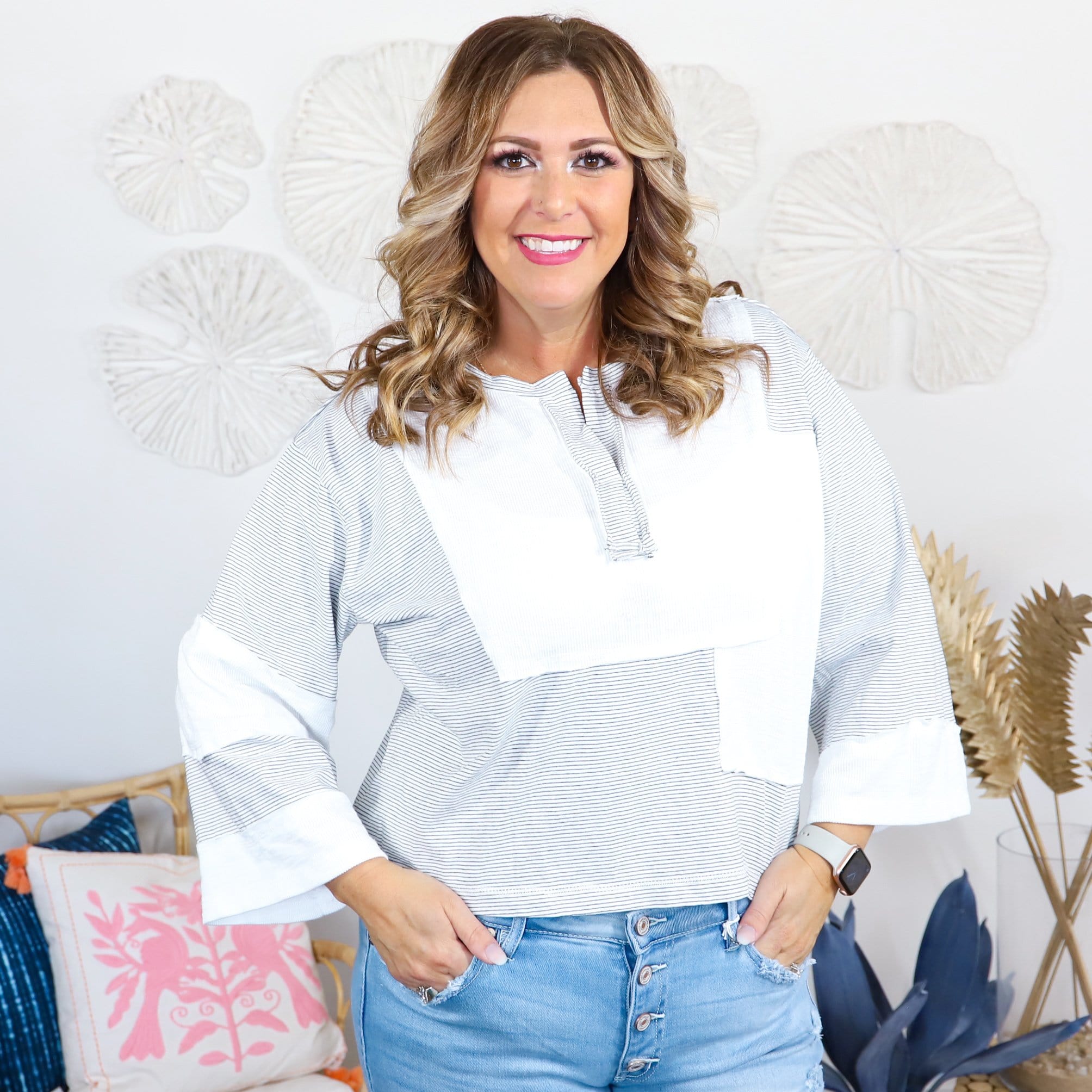 Mix Stripe Patch Top