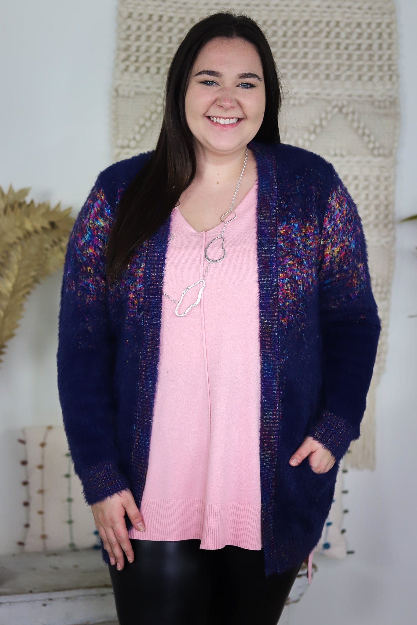Multicolor Eyelash Cardigan Sweater