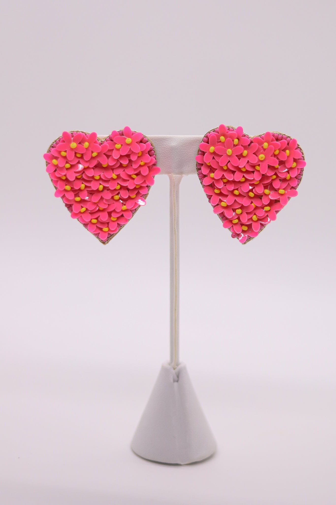 Hot Pink Sequin Heart Earrings