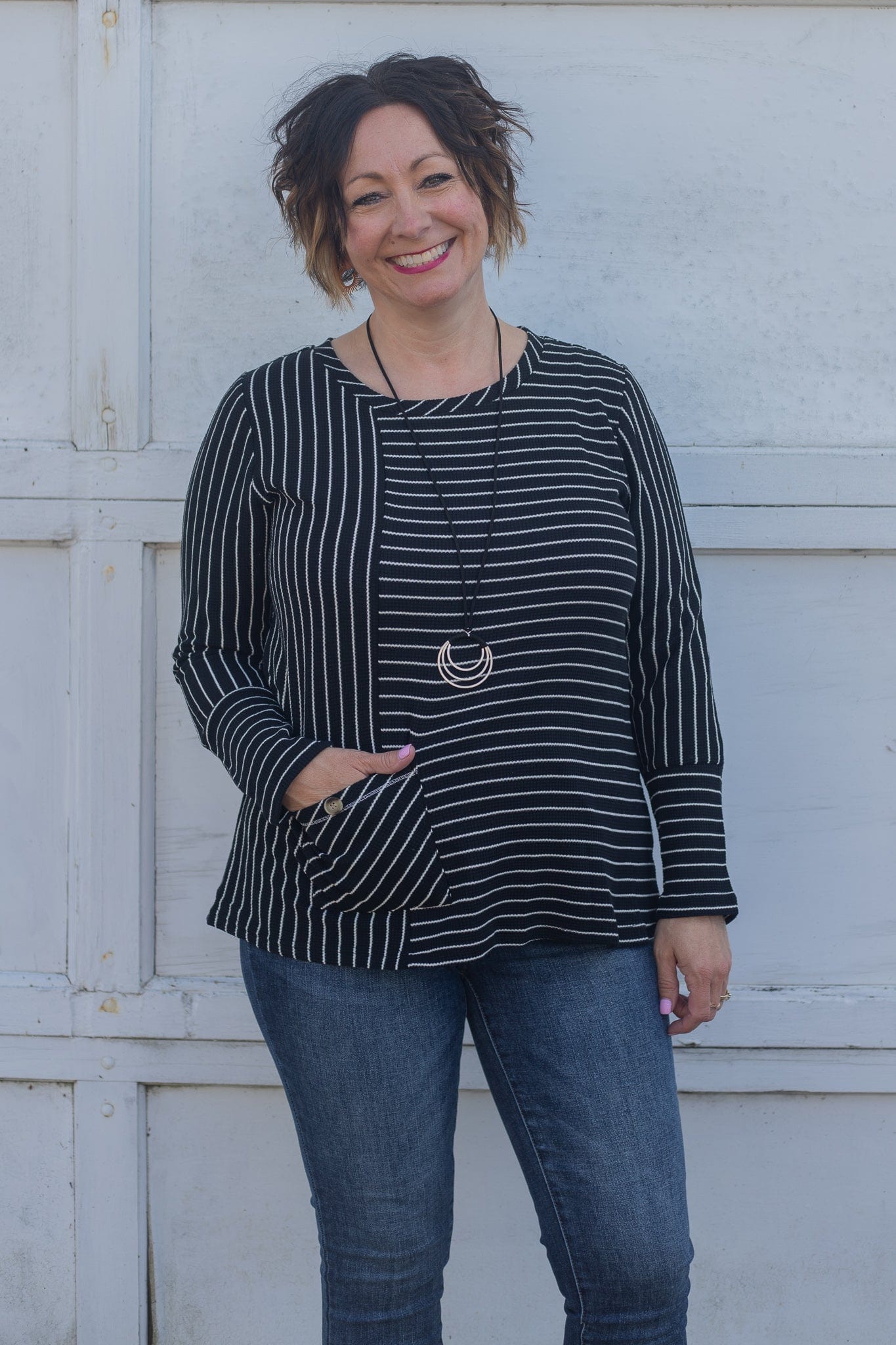 blacked striped long sleeve