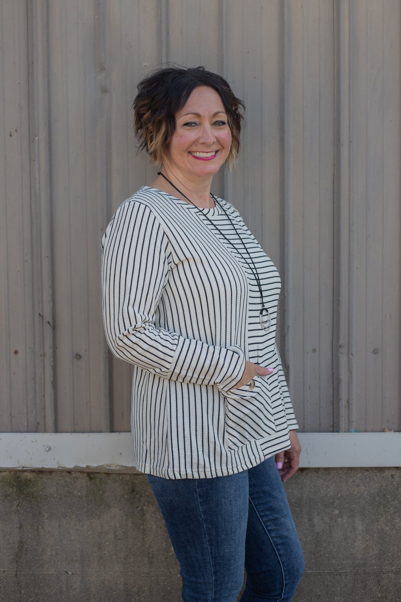 white striped long sleeve